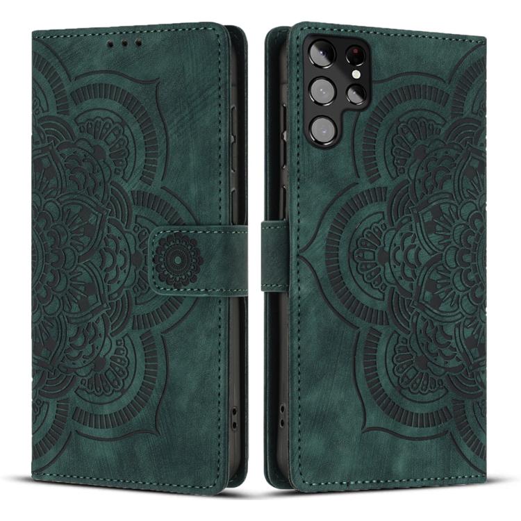 Custodia per telefono in pelle satinata stile retrò con mandala in rilievo., For Samsung Galaxy S23+ 5G, For Samsung Galaxy S23 5G, For Samsung Galaxy S20 FE, For Samsung Galaxy S22 Ultra 5G