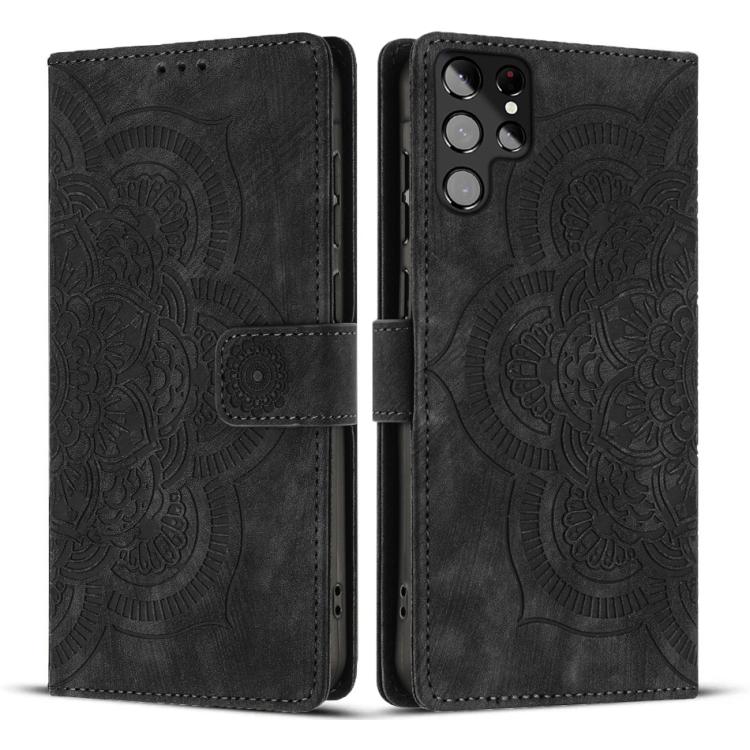 Custodia per telefono in pelle satinata stile retrò con mandala in rilievo., For Samsung Galaxy S23+ 5G, For Samsung Galaxy S23 5G, For Samsung Galaxy S20 FE, For Samsung Galaxy S22 Ultra 5G