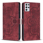 Custodia per telefono in pelle satinata stile retrò con mandala in rilievo., For Samsung Galaxy S21+ 5G, For Samsung Galaxy S21 Ultra 5G