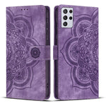 Custodia per telefono in pelle satinata stile retrò con mandala in rilievo., For Samsung Galaxy S21+ 5G, For Samsung Galaxy S21 Ultra 5G