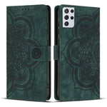 Custodia per telefono in pelle satinata stile retrò con mandala in rilievo., For Samsung Galaxy S21+ 5G, For Samsung Galaxy S21 Ultra 5G