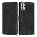 Custodia per telefono in pelle satinata stile retrò con mandala in rilievo., For Samsung Galaxy S21+ 5G, For Samsung Galaxy S21 Ultra 5G