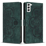 Custodia per telefono in pelle satinata stile retrò con mandala in rilievo., For Samsung Galaxy S22+ 5G, For Samsung Galaxy S22 5G, For Samsung Galaxy S21 FE 5G, For Samsung Galaxy S21 5G