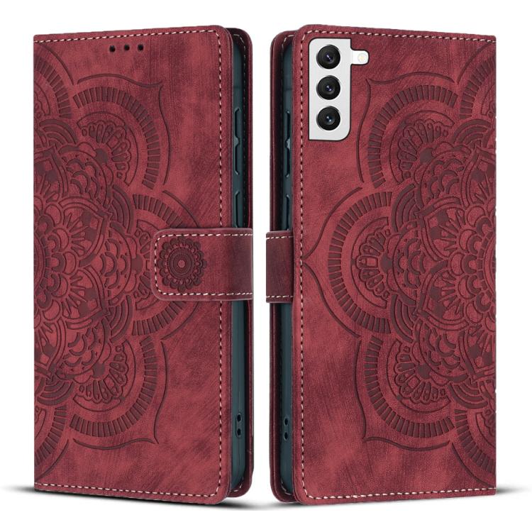 Custodia per telefono in pelle satinata stile retrò con mandala in rilievo., For Samsung Galaxy S21+ 5G, For Samsung Galaxy S21 Ultra 5G