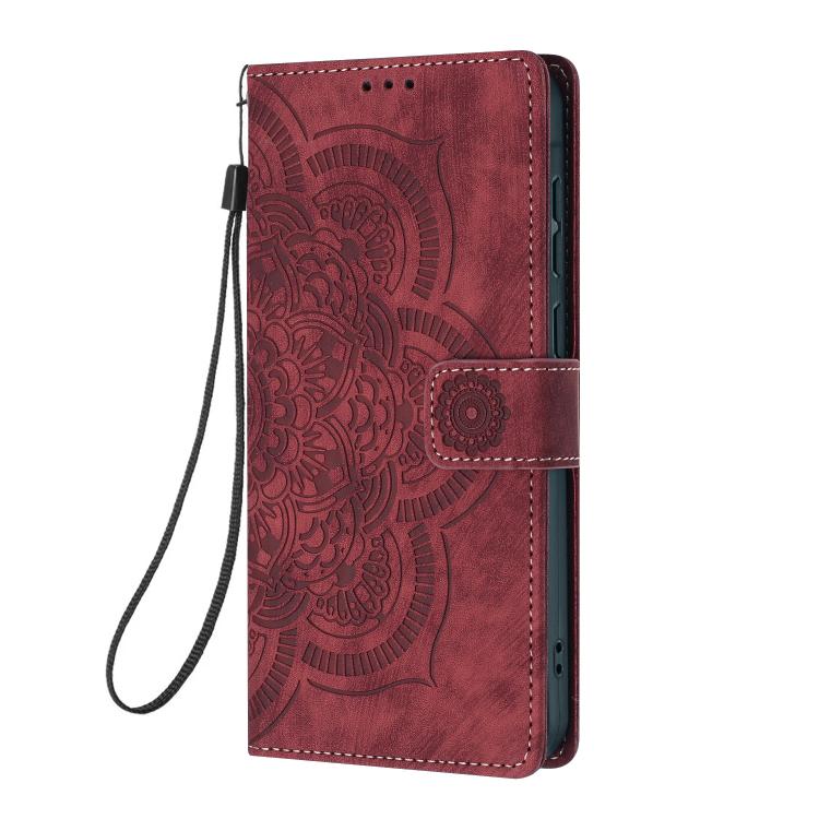 Custodia per telefono in pelle satinata stile retrò con mandala in rilievo., For Samsung Galaxy S21+ 5G, For Samsung Galaxy S21 Ultra 5G