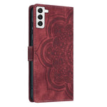 Custodia per telefono in pelle satinata stile retrò con mandala in rilievo., For Samsung Galaxy S21+ 5G, For Samsung Galaxy S21 Ultra 5G