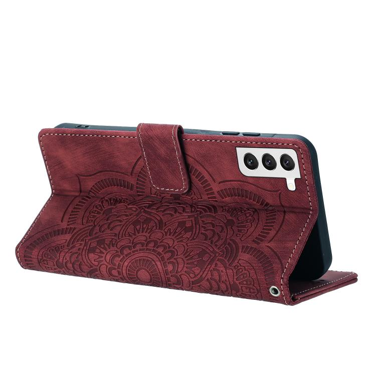 Custodia per telefono in pelle satinata stile retrò con mandala in rilievo., For Samsung Galaxy S21+ 5G, For Samsung Galaxy S21 Ultra 5G