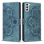 Custodia per telefono in pelle satinata stile retrò con mandala in rilievo., For Samsung Galaxy S21+ 5G, For Samsung Galaxy S21 Ultra 5G