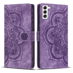 Custodia per telefono in pelle satinata stile retrò con mandala in rilievo., For Samsung Galaxy S21+ 5G, For Samsung Galaxy S21 Ultra 5G