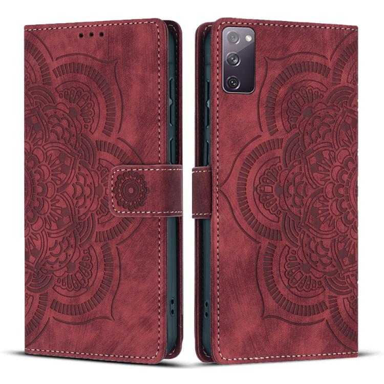 Custodia per telefono in pelle satinata stile retrò con mandala in rilievo., For Samsung Galaxy S23+ 5G, For Samsung Galaxy S23 5G, For Samsung Galaxy S20 FE, For Samsung Galaxy S22 Ultra 5G
