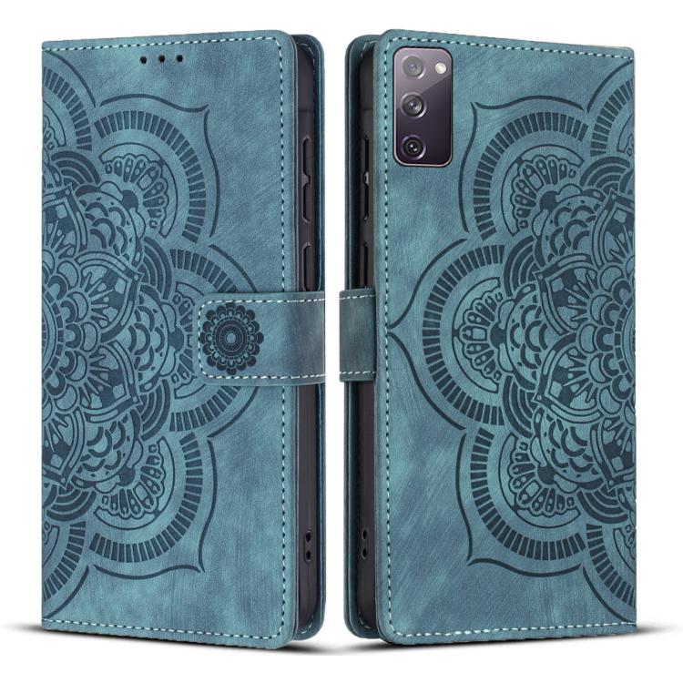Custodia per telefono in pelle satinata stile retrò con mandala in rilievo., For Samsung Galaxy S23+ 5G, For Samsung Galaxy S23 5G, For Samsung Galaxy S20 FE, For Samsung Galaxy S22 Ultra 5G