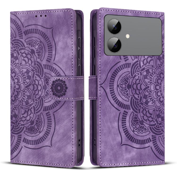 Custodia per telefono in pelle satinata stile retrò con mandala in rilievo., For Galaxy S26 FE 5G, For Samsung Galaxy S26+ 5G, For Samsung Galaxy S26 Edge 5G, For Samsung Galaxy S26 Ultra 5G