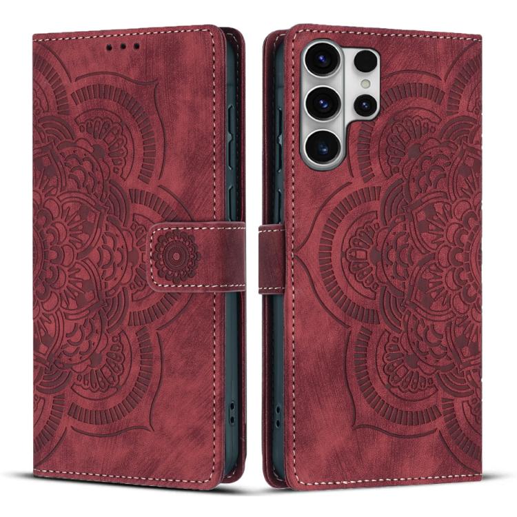 Custodia per telefono in pelle satinata stile retrò con mandala in rilievo., For Galaxy S26 FE 5G, For Samsung Galaxy S26+ 5G, For Samsung Galaxy S26 Edge 5G, For Samsung Galaxy S26 Ultra 5G