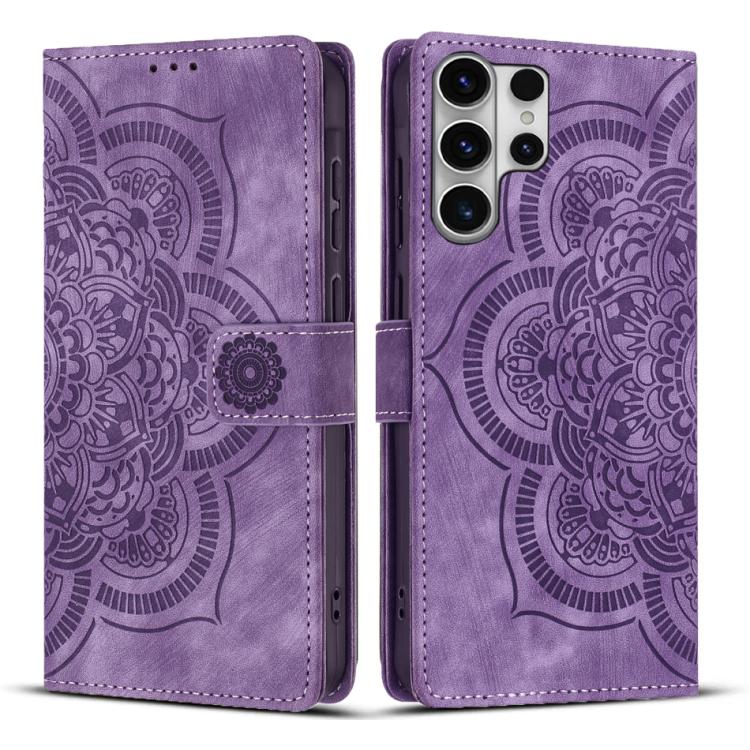 Custodia per telefono in pelle satinata stile retrò con mandala in rilievo., For Galaxy S26 FE 5G, For Samsung Galaxy S26+ 5G, For Samsung Galaxy S26 Edge 5G, For Samsung Galaxy S26 Ultra 5G