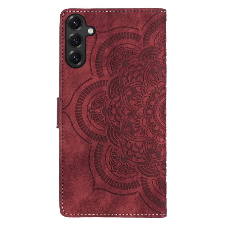 Custodia per telefono in pelle satinata stile retrò con mandala in rilievo., For Samsung Galaxy S26 5G, For Samsung Galaxy S25 FE 5G, For Samsung Galaxy S25 Edge 5G, For Samsung Galaxy S25 5G