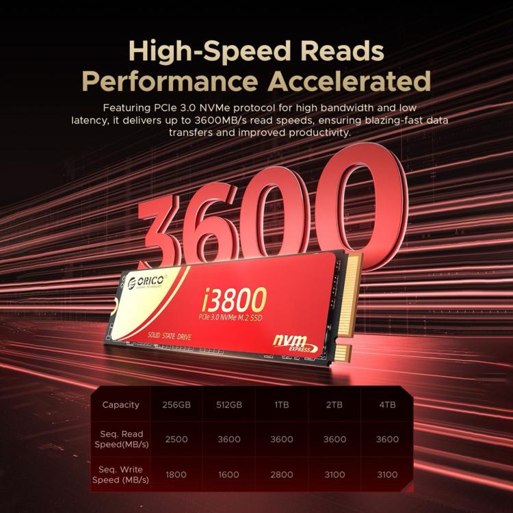 ORICO-i3800 M.2 NVME 2280 SSD, 1TB, 2TB