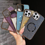 Custodia per telefono MagSafe in policarbonato con finitura glitterata galvanizzata., For iPhone 16 Plus, For iPhone 16, For iPhone 15 Pro Max, For iPhone 15 Pro