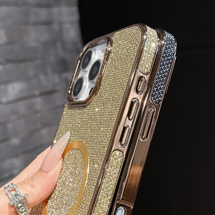Custodia per telefono MagSafe in policarbonato con finitura glitterata galvanizzata., For iPhone 15 Plus, For iPhone 15, For iPhone 14 Plus, For iPhone 14