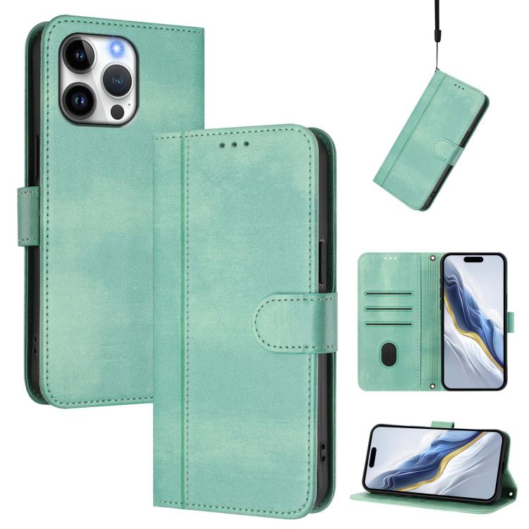 Custodia per telefono in pelle stile retrò con fibbia a giunzione lineare, For iPhone 17, For iPhone Air, For iPhone 16 Pro Max