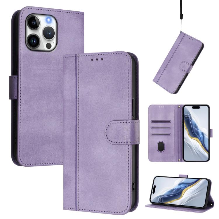 Custodia per telefono in pelle stile retrò con fibbia a giunzione lineare, For iPhone 17, For iPhone Air, For iPhone 16 Pro Max