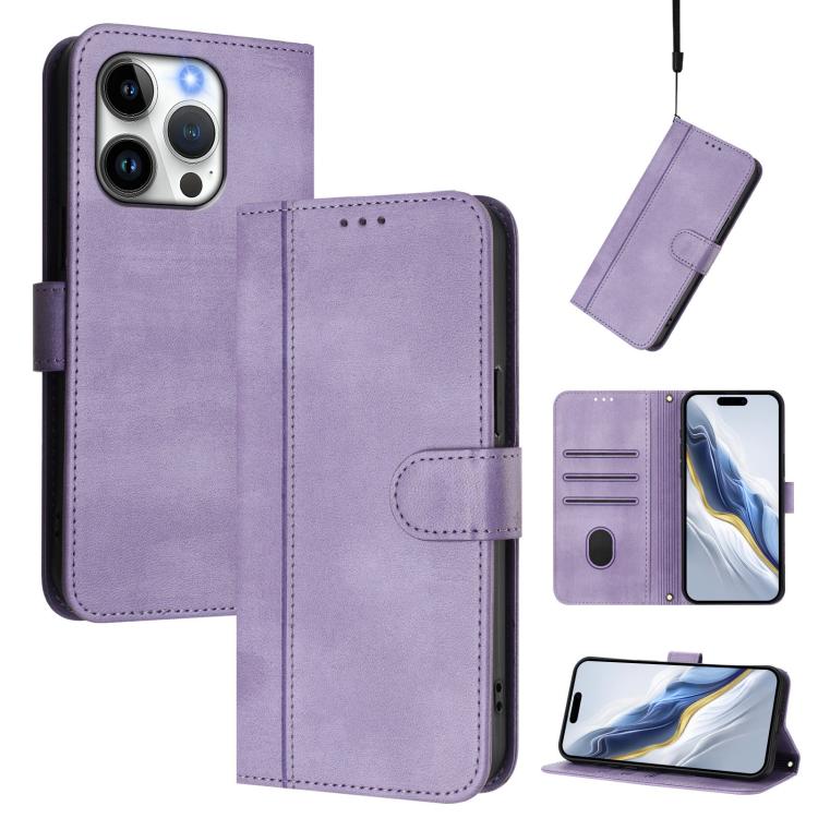 Custodia per telefono in pelle stile retrò con fibbia a giunzione lineare, For iPhone 15 Pro Max, For iPhone 15 Pro, For iPhone 15 Plus