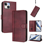 Custodia per telefono in pelle stile retrò con fibbia a giunzione lineare, For iPhone 15, For iPhone 14 Plus, For iPhone 14 / 13