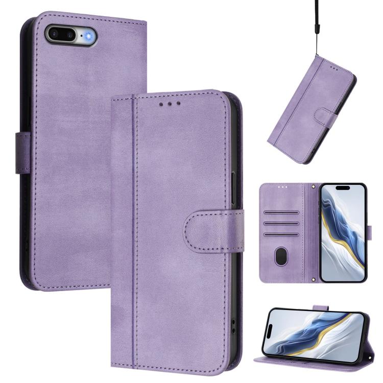Custodia per telefono in pelle stile retrò con fibbia a giunzione lineare, For iPhone 7 Plus / 8 Plus