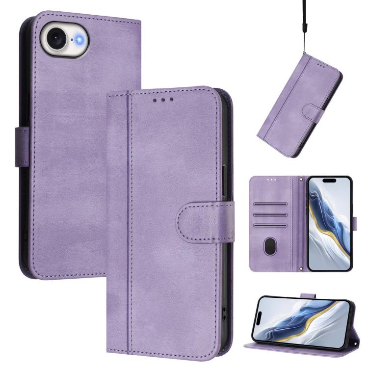 Custodia per telefono in pelle stile retrò con fibbia a giunzione lineare, For iPhone 17e / 16e, For iPhone 17 Pro Max, For iPhone 17 Pro