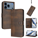 Custodia per telefono in pelle stile retrò con fibbia a giunzione lineare, For iPhone 17e / 16e, For iPhone 17 Pro Max, For iPhone 17 Pro