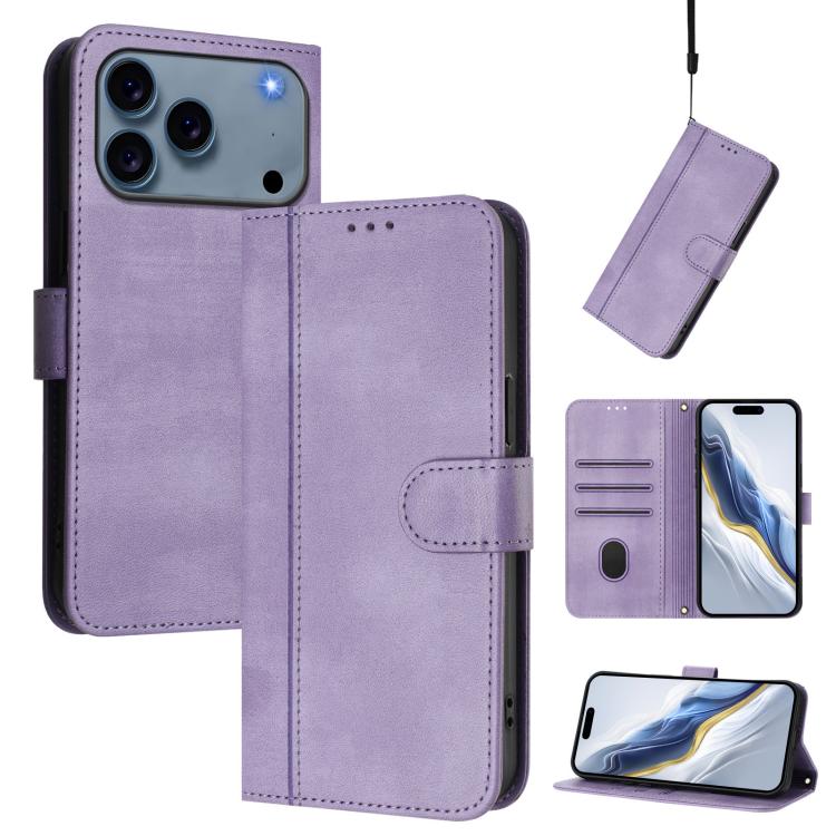 Custodia per telefono in pelle stile retrò con fibbia a giunzione lineare, For iPhone 17e / 16e, For iPhone 17 Pro Max, For iPhone 17 Pro