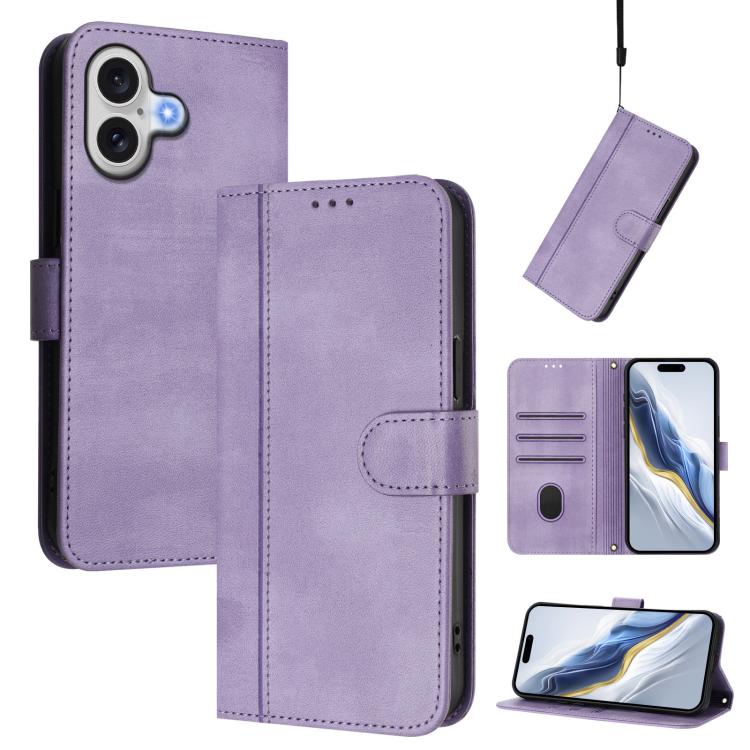 Custodia per telefono in pelle stile retrò con fibbia a giunzione lineare, For iPhone 17, For iPhone Air, For iPhone 16 Pro Max