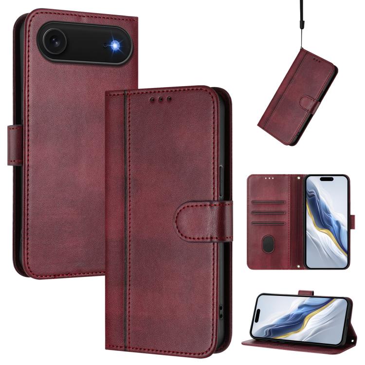 Custodia per telefono in pelle stile retrò con fibbia a giunzione lineare, For iPhone 17, For iPhone Air, For iPhone 16 Pro Max