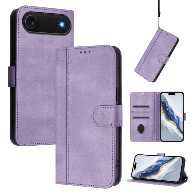 Custodia per telefono in pelle stile retrò con fibbia a giunzione lineare, For iPhone 17, For iPhone Air, For iPhone 16 Pro Max