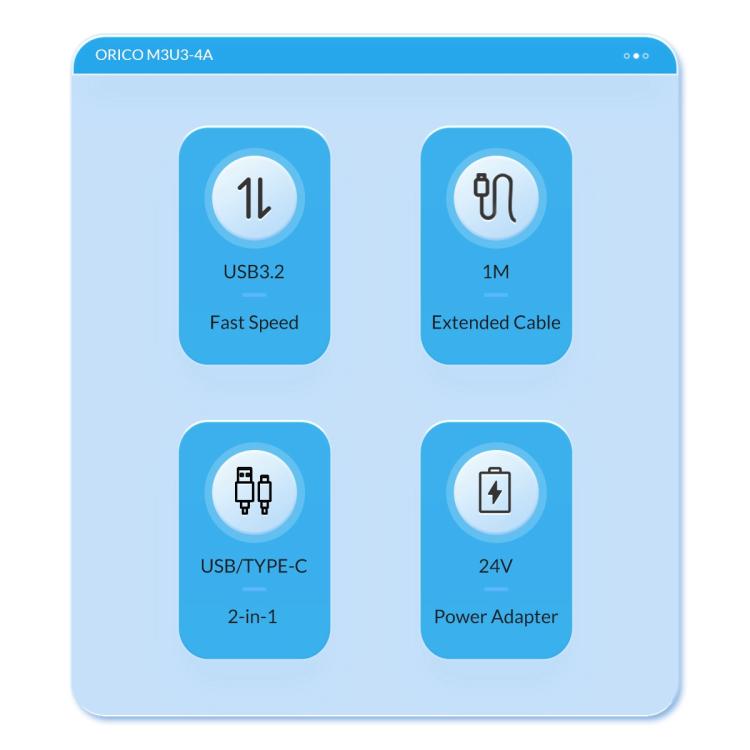 ORICO M3U3-4A 4 in 1 Type-C to USB 3.2 Docking Hub, M3U3-4A