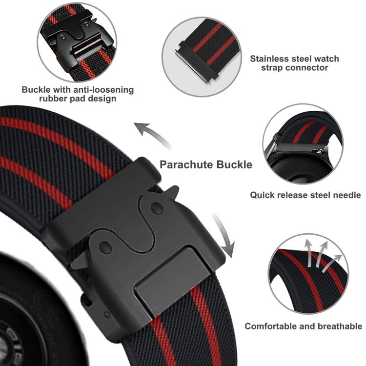 Cinturino per orologio in nylon elastico intrecciato con fibbia a striscia tipo paracadute., 22mm