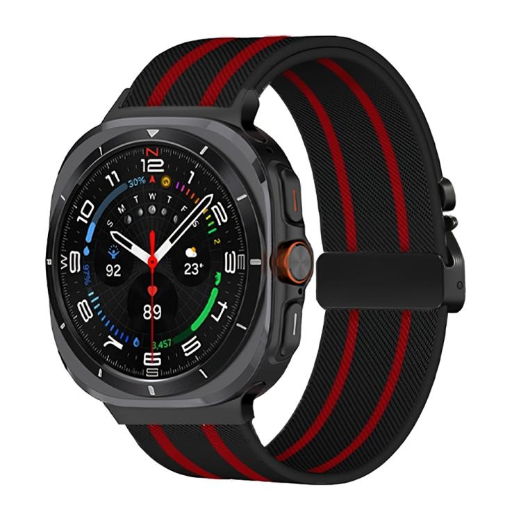 Cinturino per orologio in nylon elastico intrecciato con fibbia a striscia tipo paracadute., For Samsung Galaxy Watch Ultra 47mm / Ultra 2025