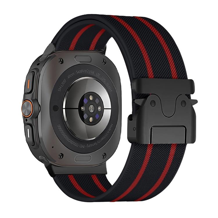 Cinturino per orologio in nylon elastico intrecciato con fibbia a striscia tipo paracadute., For Samsung Galaxy Watch Ultra 47mm / Ultra 2025