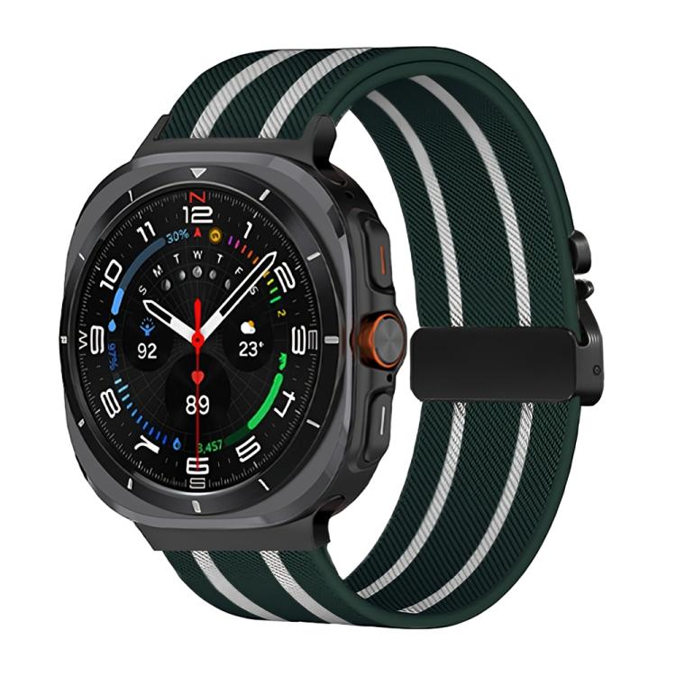 Cinturino per orologio in nylon elastico intrecciato con fibbia a striscia tipo paracadute., For Samsung Galaxy Watch Ultra 47mm / Ultra 2025