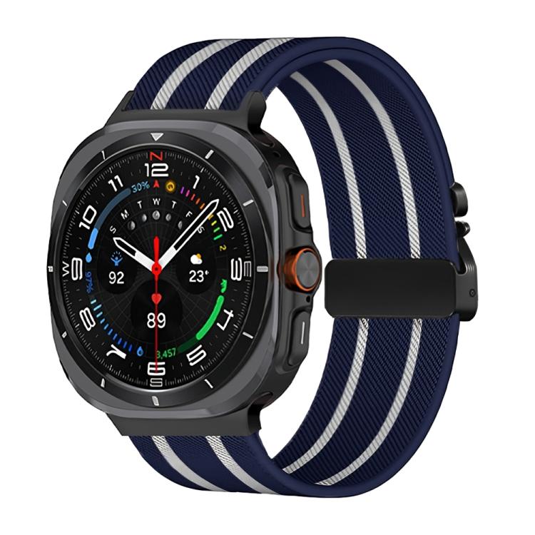 Cinturino per orologio in nylon elastico intrecciato con fibbia a striscia tipo paracadute., For Samsung Galaxy Watch Ultra 47mm / Ultra 2025
