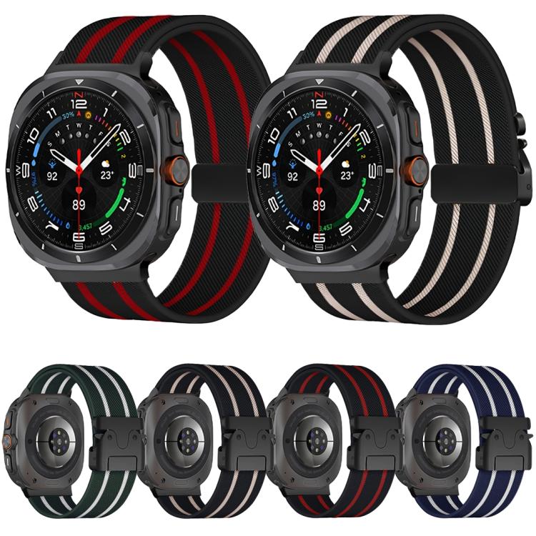 Cinturino per orologio in nylon elastico intrecciato con fibbia a striscia tipo paracadute., For Samsung Galaxy Watch Ultra 47mm / Ultra 2025