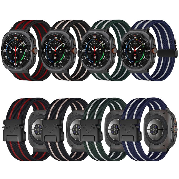 Cinturino per orologio in nylon elastico intrecciato con fibbia a striscia tipo paracadute., For Samsung Galaxy Watch Ultra 47mm / Ultra 2025