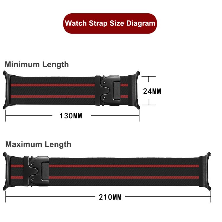 Cinturino per orologio in nylon elastico intrecciato con fibbia a striscia tipo paracadute., For Samsung Galaxy Watch Ultra 47mm / Ultra 2025