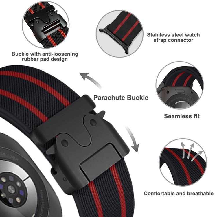 Cinturino per orologio in nylon elastico intrecciato con fibbia a striscia tipo paracadute., For Samsung Galaxy Watch Ultra 47mm / Ultra 2025