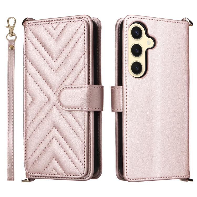 Custodia per telefono in pelle multifunzionale con 6 scomparti per carte e cinturino da polso., For Samsung Galaxy S25+ 5G, For Samsung Galaxy S25 Ultra 5G