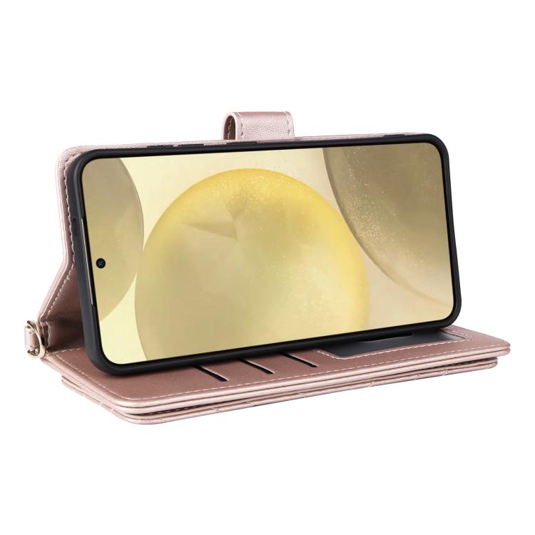 Custodia per telefono in pelle multifunzionale con 6 scomparti per carte e cinturino da polso., For Samsung Galaxy S25+ 5G, For Samsung Galaxy S25 Ultra 5G