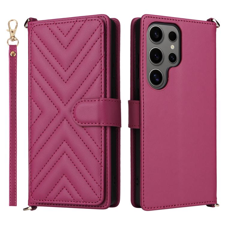 Custodia per telefono in pelle multifunzionale con 6 scomparti per carte e cinturino da polso., For Samsung Galaxy S25+ 5G, For Samsung Galaxy S25 Ultra 5G