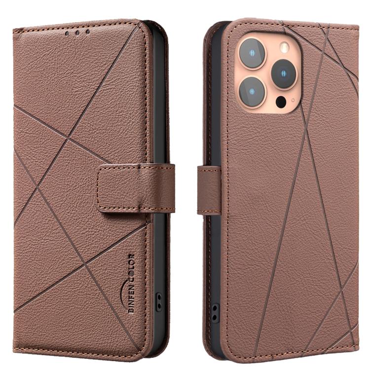 Custodia per telefono in pelle con motivo geometrico e protezione RFID., For iPhone 16, For iPhone 15 Pro Max, For iPhone 15 Pro, For iPhone 14 Plus / 15 Plus