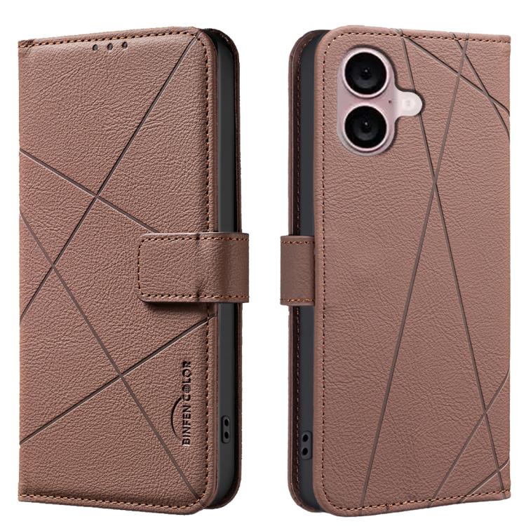 Custodia per telefono in pelle con motivo geometrico e protezione RFID., For iPhone 16, For iPhone 15 Pro Max, For iPhone 15 Pro, For iPhone 14 Plus / 15 Plus