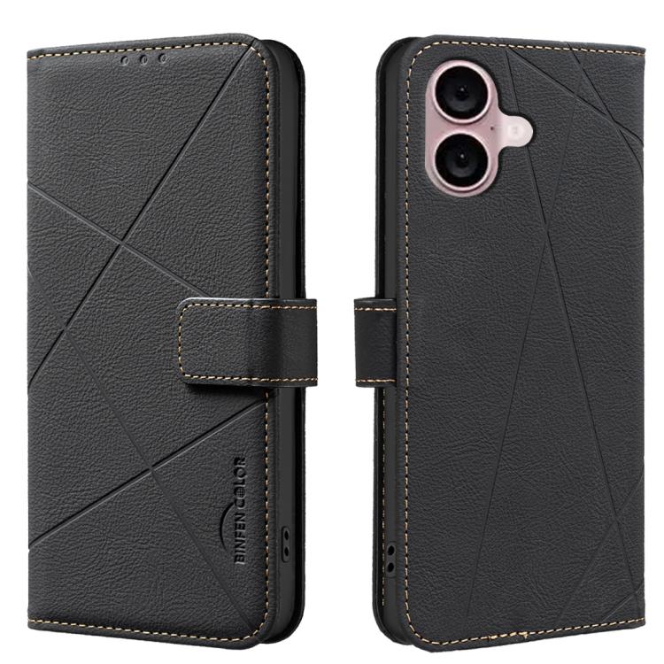 Custodia per telefono in pelle con motivo geometrico e protezione RFID., For iPhone 16, For iPhone 15 Pro Max, For iPhone 15 Pro, For iPhone 14 Plus / 15 Plus