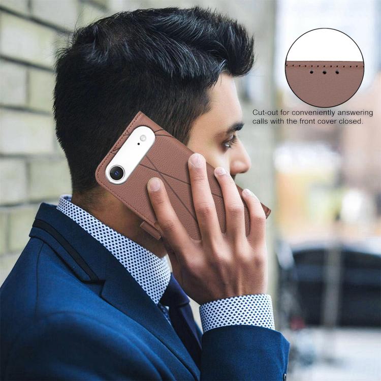 Custodia per telefono in pelle con motivo geometrico e protezione RFID., For iPhone Air, For iPhone 16 Pro Max, For iPhone 16 Pro, For iPhone 16 Plus
